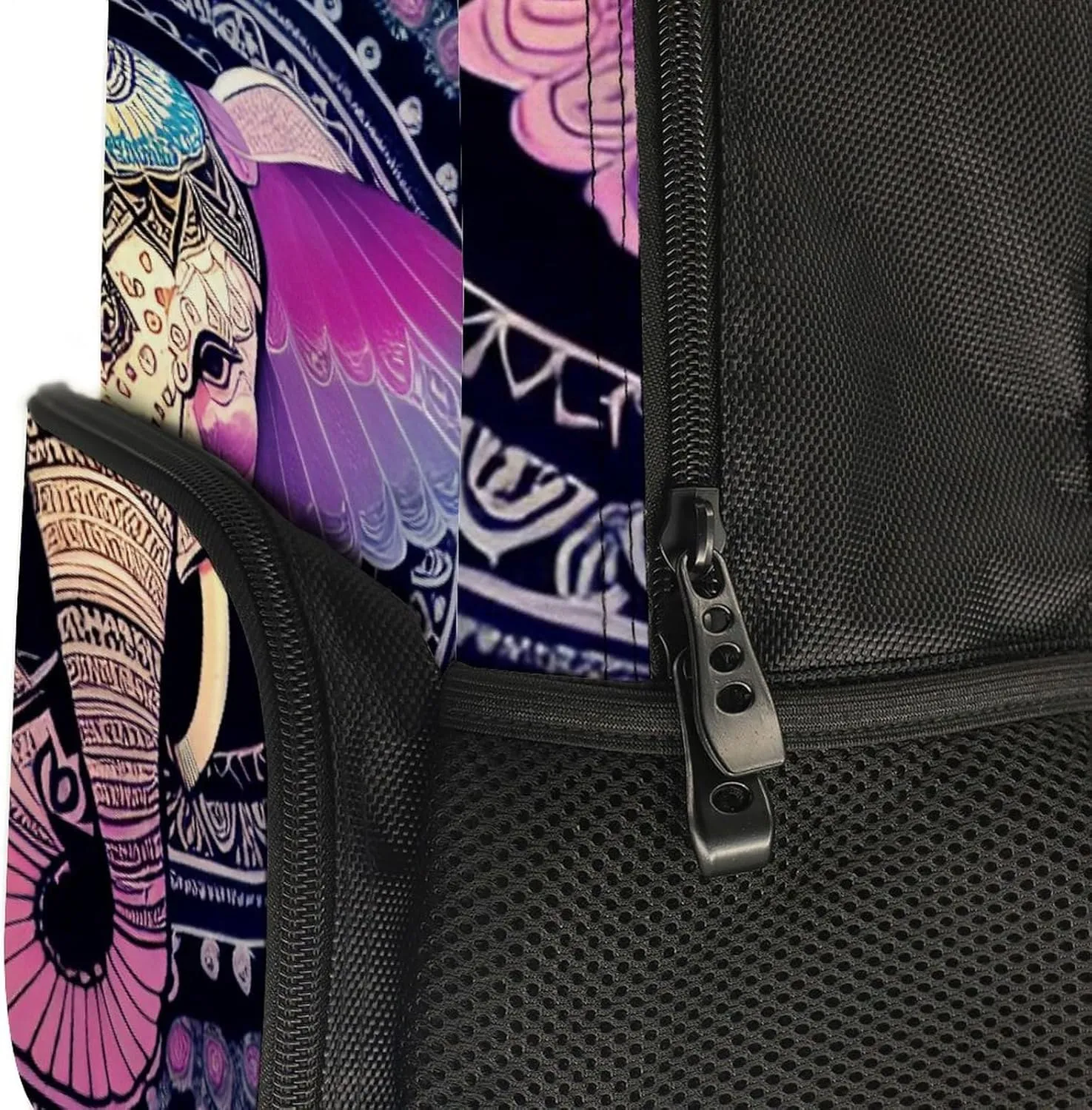 Polyester Daypack Backpack for Trekking Picnic Walking Cycling - Large Capacity Anti-Theft Multipurpose Shoulder Bag, Indian Elephant Head Mandala Art Casual Daypack