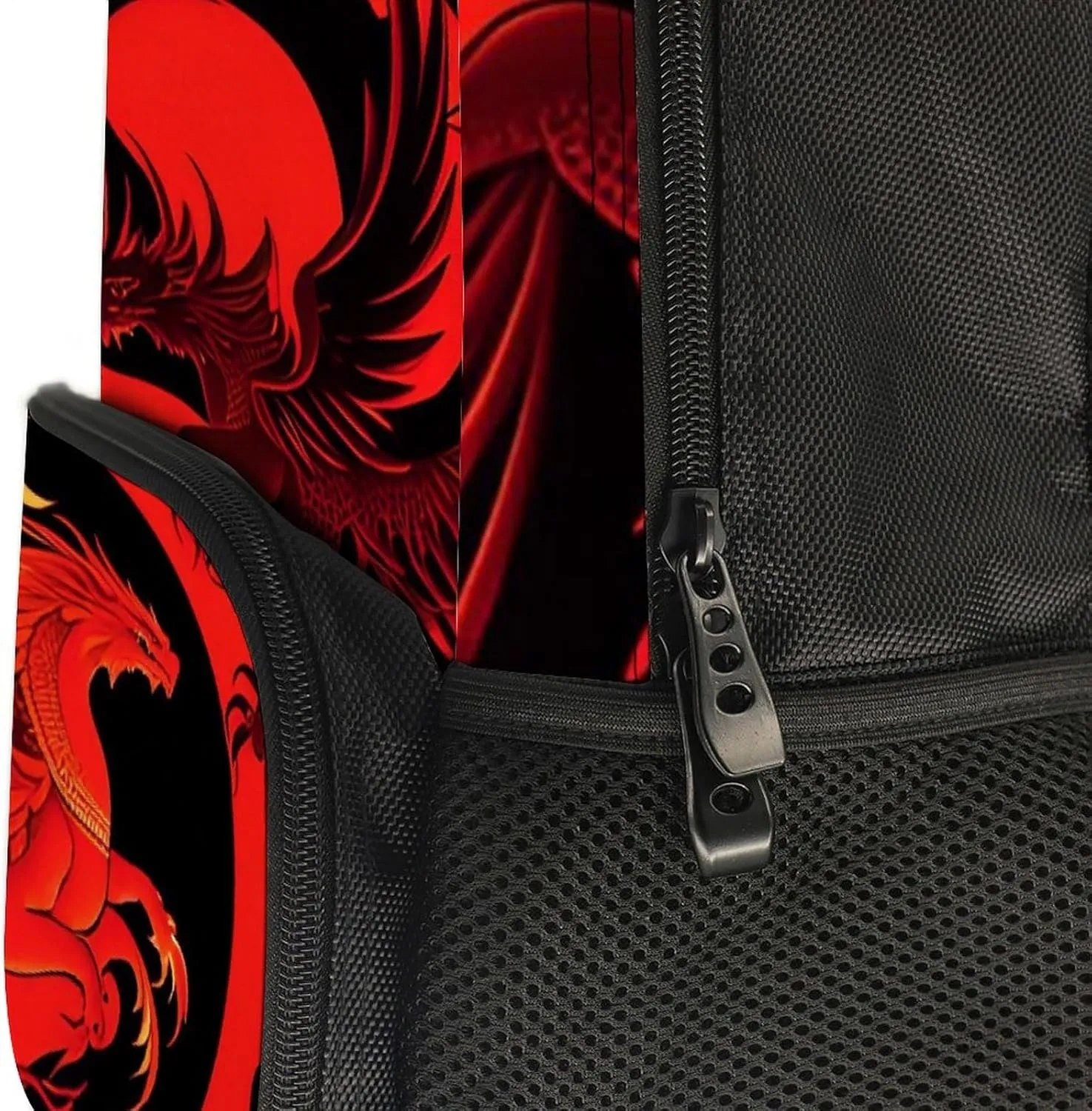 Polyester Daypack Backpack for Trekking Picnic Walking Cycling - Large Capacity Anti-Theft Multipurpose Shoulder Bag, Red Phoenix Bird And Dragon Yin Yang Art Casual Daypack