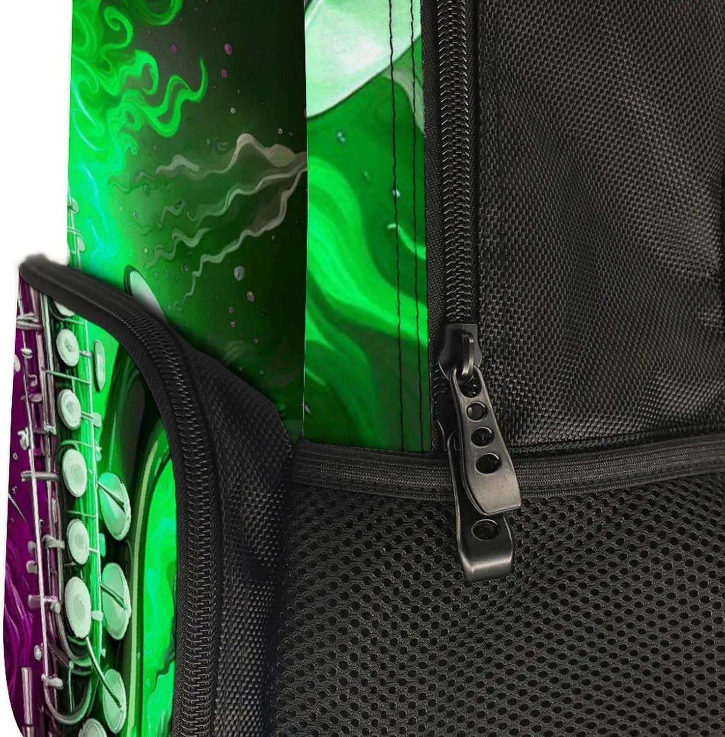 Polyester Daypack Backpack for Trekking Picnic Walking Cycling - Large Capacity Anti-Theft Multipurpose Shoulder Bag, Saxophone In Fire And Water Art Casual Daypack