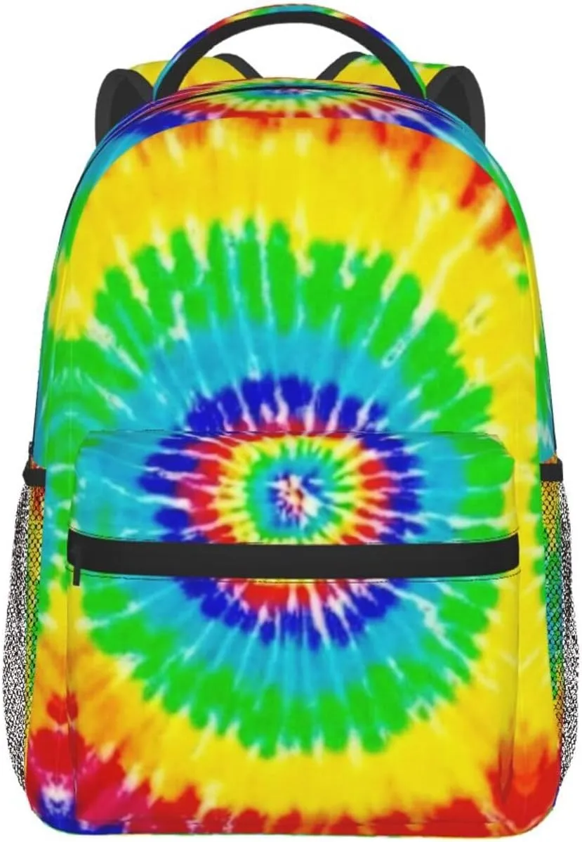 Polyester Daypack Bookbag for Gym Business Bicycle - Large Capacity Multipurpose Anti-Theft Carry On Bag, Tie Dye Art Travel Hiking Daypack
