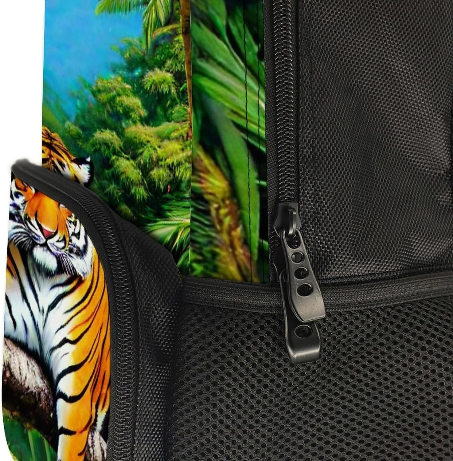 Polyester Daypack for Camping Travel Walking Cycling - Big Capacity Anti-Theft Multipurpose Bookbag, King Of The Tiger Tropical Rainforest Landscape Jungle Art Camping Outdoor Backpack