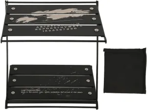 Portable 2 Tier Folding Table Rack, Premium Aluminium Alloy, for Camping Picnics, BBQs, Hiking, Durable and Lightweight, Black