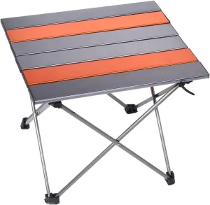 Portable Camping Folding Table, Outdoor Lightweight Camping Aluminum Table for Picnic Camp Boat Travel, Party Dining Camp Tables(Orange Sliver) (Large-27 Dx18 Wx16 H(68.5×46.5×40.5 cm))