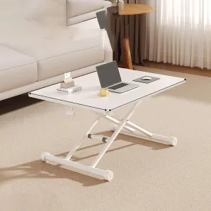 Portable Camping Side Table, Adjustable Height Folding Table, Lightweight Beach Tables, Steel Bracket Roll-up Tables for Outdoor, Picnic, BBQ, Cooking(White,90x60cm)