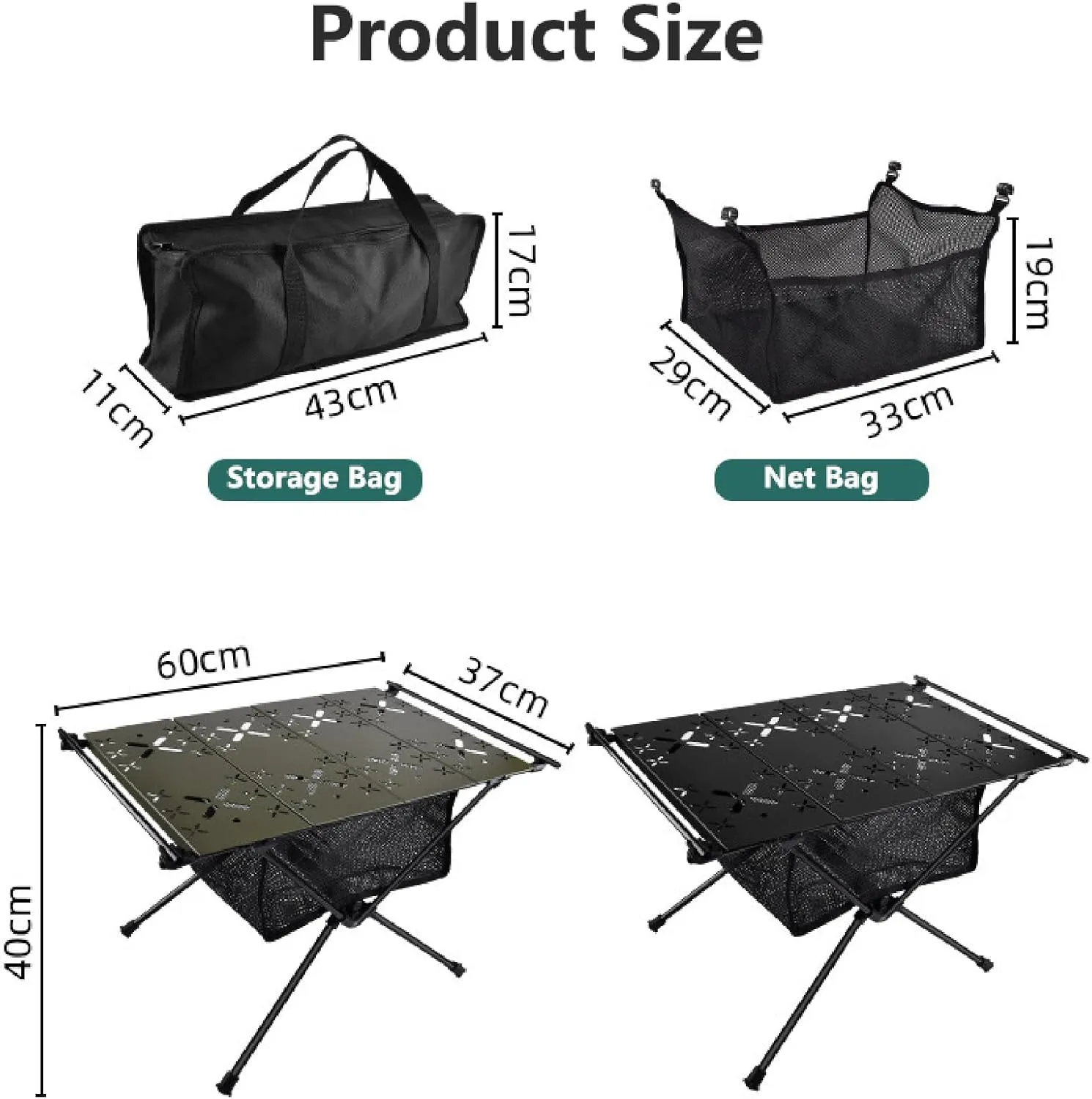 Portable Camping Table, Aluminum Lightweight Beach Table with Easy Carrying Bag for Indoor, Outdoor, Camping, Backyard, BBQ, Party, Patio, Beach, Picnic,Travel,Fishing,Army Green