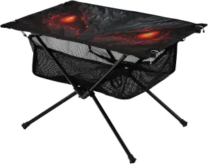 Portable Camping Table Foldable with Mesh Storage Lightweight Compact Camp Tent Side Table for Outside,Camping,Hiking,Tailgating,Owl's Eyes