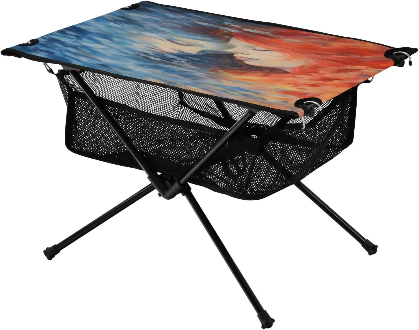 Portable Camping Table Foldable with Mesh Storage Lightweight Compact Camp Tent Side Table for Outside,Camping,Hiking,Tailgating,Space Galaxy Girl