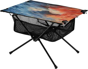 Portable Camping Table Foldable with Mesh Storage Lightweight Compact Camp Tent Side Table for Outside,Camping,Hiking,Tailgating,Space Galaxy Girl