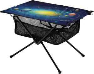 Portable Camping Table Foldable with Mesh Storage Lightweight Compact Camp Tent Side Table for Outside,Camping,Hiking,Tailgating,Space Galaxy
