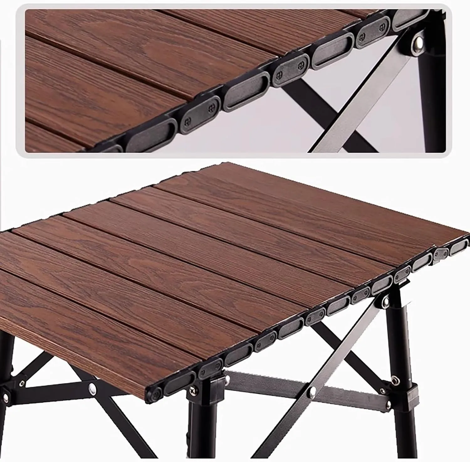 Portable Camping Table, Lightweight Aluminum Alloy Folding Beach Table with Carrying Bag, Outdoor Side Tables for Cooking, Picnic, Backyards, BBQ, Party(Black,47x40cm)