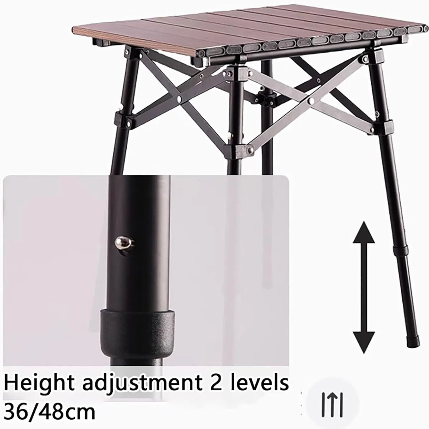 Portable Camping Table, Lightweight Aluminum Alloy Folding Beach Table with Carrying Bag, Outdoor Side Tables for Cooking, Picnic, Backyards, BBQ, Party(Black,47x40cm)