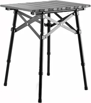 Portable Camping Table, Lightweight Aluminum Alloy Folding Beach Table with Carrying Bag, Outdoor Side Tables for Cooking, Picnic, Backyards, BBQ, Party(Black,47x40cm)
