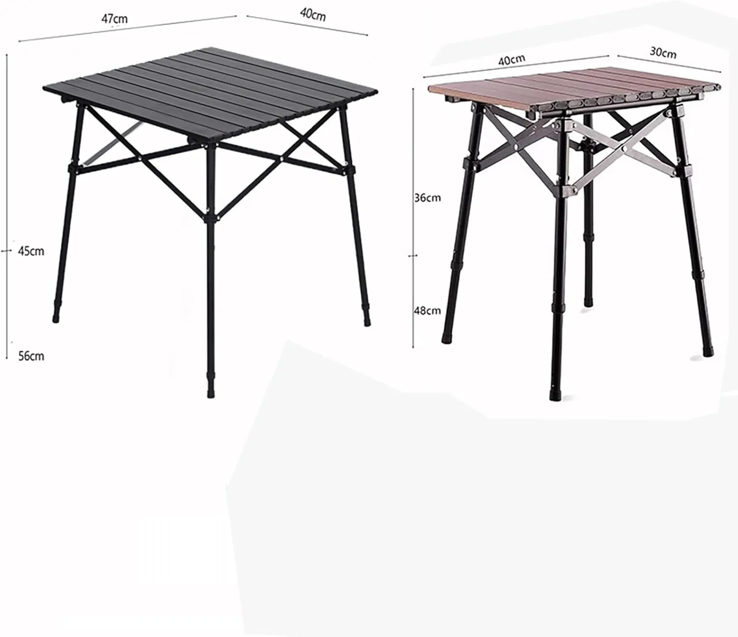 Portable Camping Table, Lightweight Aluminum Alloy Folding Beach Table with Carrying Bag, Outdoor Side Tables for Cooking, Picnic, Backyards, BBQ, Party(Black,47x40cm)