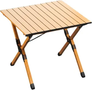 Portable Camping Table, Metal Folding Table, Small Compact Picnic Table, Garden Table, Lightweight Wood Grain Roll Up Table for Outdoor, Beach, Picnic, Backyards, BBQ and Party (Size : 60cm