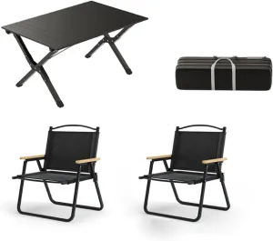 Portable Camping Table Set of 3 Lightweight Aluminum Roll up Picnic Tables Backpacking Table and Lawn Furniture Set Foldable for Indoor and Outdoor Use