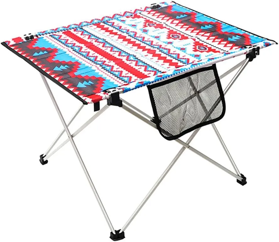 Portable Camping Table with Aluminum Table Top Hard-Topped Folding Table in a Bag for Picnic Camp Beach Useful for Dining Cutting Cooking with Burner Easy to Clean