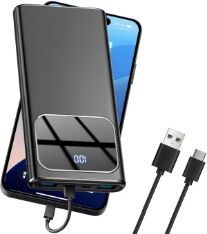 Portable Charger, 10000mAh Power Bank with PD 15w Fast Charging, USB C in&out External Battery Pack, Portable Cell Phone Charger for iPhone 16 15 14 13 /Pro/Pro Max/Plus Samsung S23 S22 Android Phone