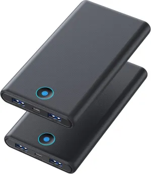 Portable Charger, 2-Pack 20000mAh Power Bank Ultra Slim Fast Charging External Battery Pack with Dual USB Outputs Compatible with iPhone 16/16 Pro/15 /14/13/12/X, Samsung S24/S23, Android Phone etc