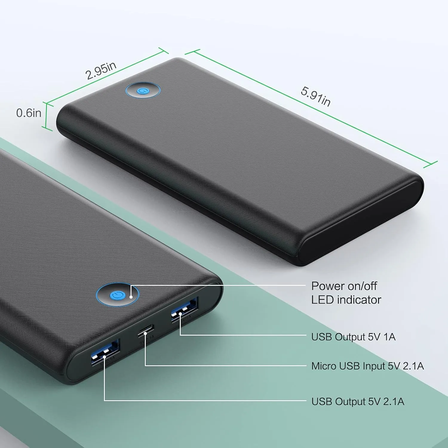 Portable Charger, 2-Pack 20000mAh Power Bank Ultra Slim Fast Charging External Battery Pack with Dual USB Outputs Compatible with iPhone 16/16 Pro/15 /14/13/12/X, Samsung S24/S23, Android Phone etc