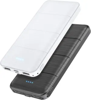 Portable-Charger-Power-Bank - 2 Pack 15000mAh Dual USB Power Bank Output 5V3.1A Fast Charging Portable Charger Compatible with Smartphones and All USB Devices (Deep Black and White)
