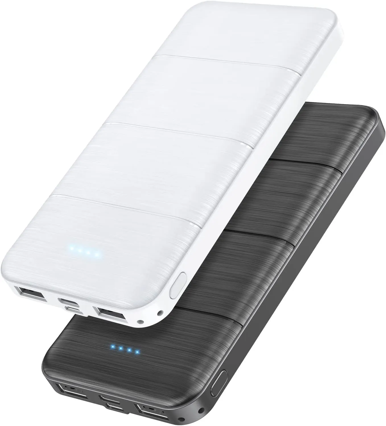 Portable-Charger-Power-Bank - 2 Pack 15000mAh Dual USB Power Bank Output 5V3.1A Fast Charging Portable Charger Compatible with Smartphones and All USB Devices (Deep Black and White)
