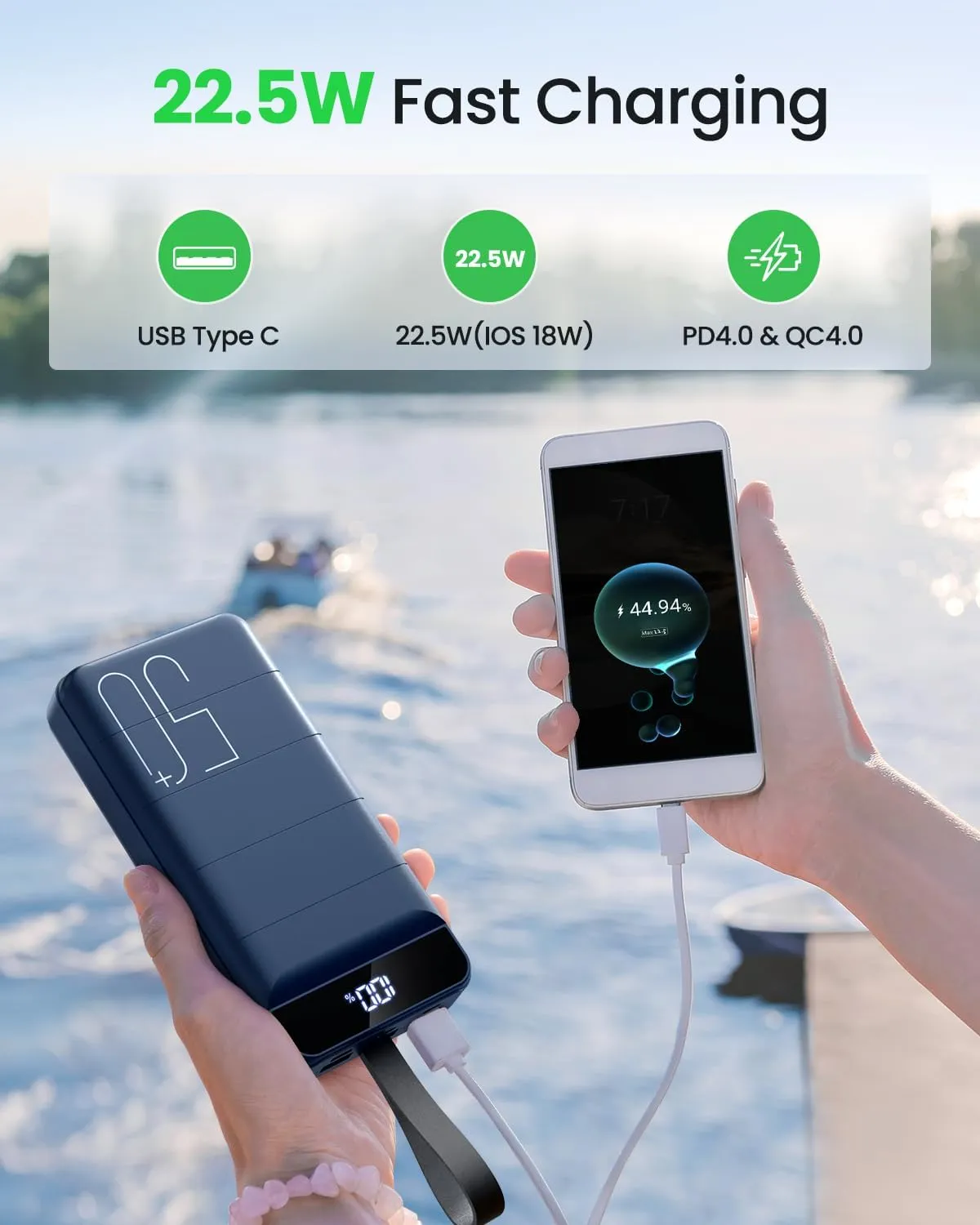 Portable Charger Power Bank 50000mAh Fast Charging 22.5W USB C Battery Pack Charger Portable with 4 Outputs & 3 Inputs High Capacity External Battery Charging Bank for iPhone, Samsung, Galaxy