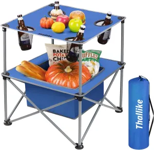 Portable Folding Camping Table Lightweight Outdoor Picnic Table with 4 Cup Holders & Storage Case Collapsible Tailgating Table for Camping Backyard Grill Outdoor Concerts