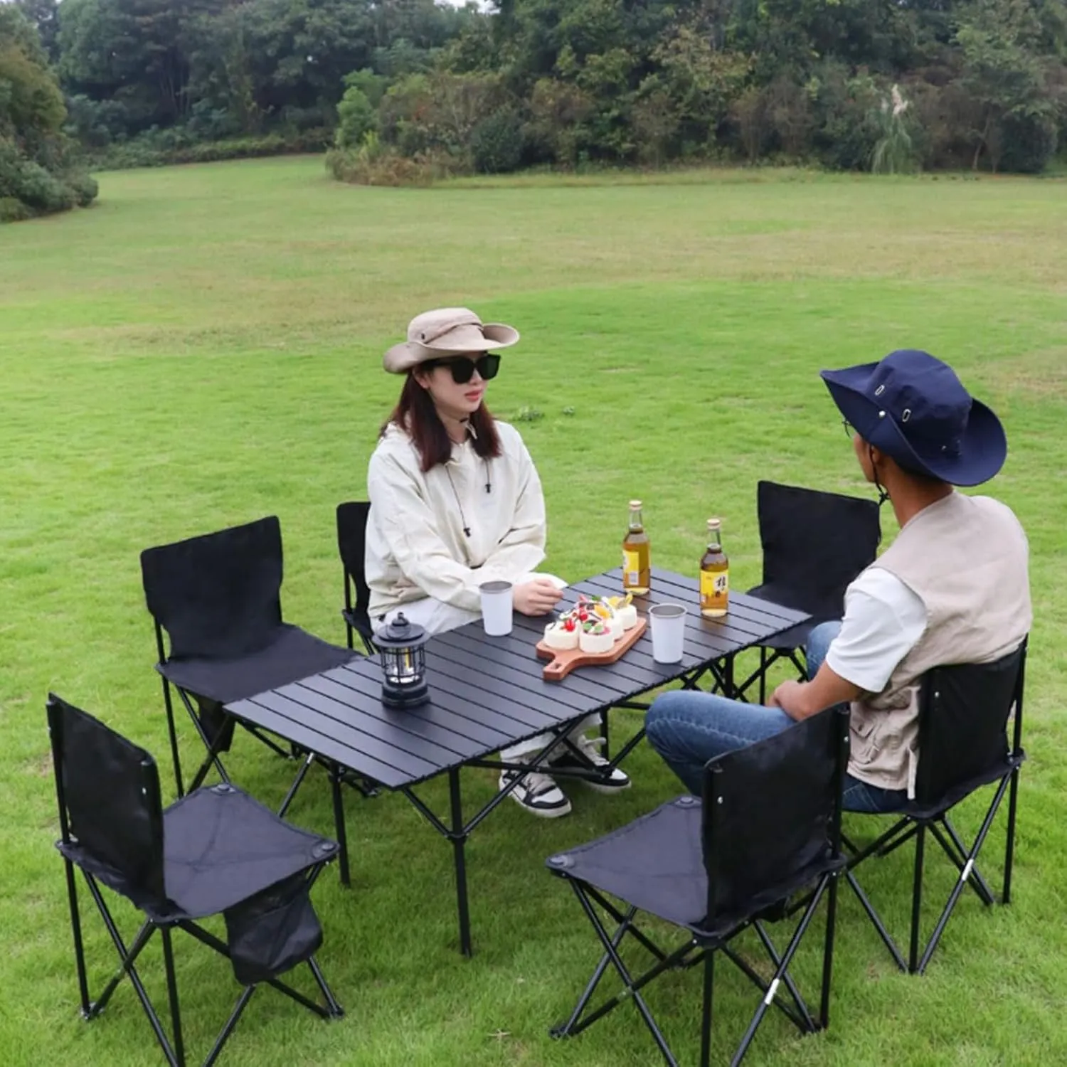 Portable Folding Camping Table, Roll-Up Aluminum Table with Carry Bag, Lightweight Design for Beach, Travel, and Outdoor Adventures Black 50×53×50cm/19.7×20.9×19.7in