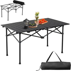 Portable Folding Camping Table, Ultralight Collapsible Table Outdoor Camp Table for Travel Hiking Backyard BBQ Party, 37.4 x 21.7 x 20 inch, Black