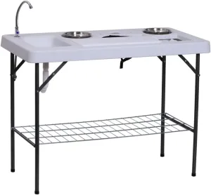 Portable Folding Camping Table with Sink/Dining Table