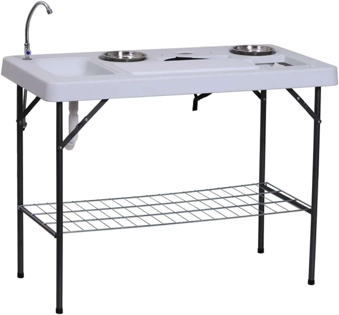 Portable Folding Camping Table with Sink/Dining Table