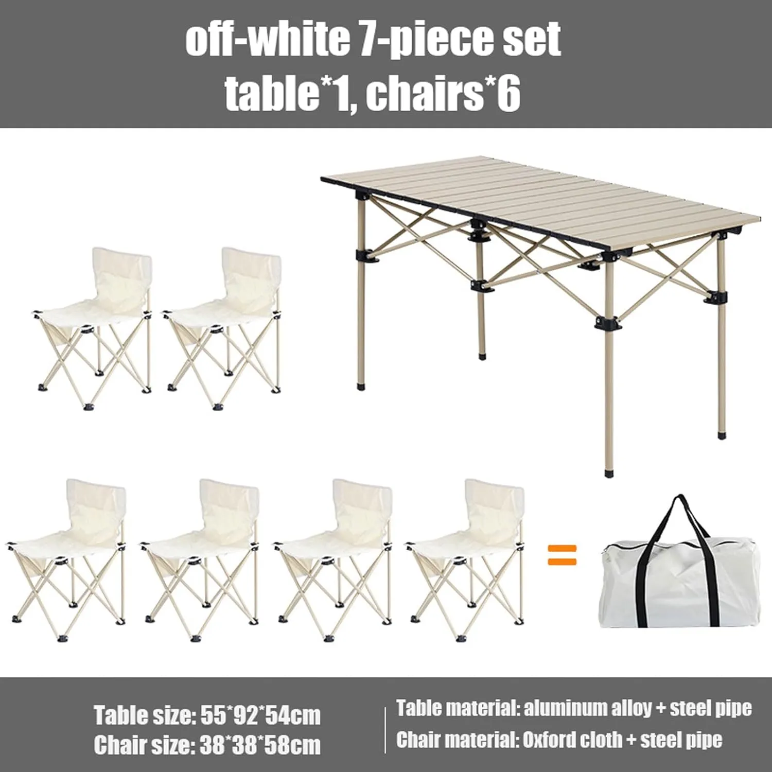 Portable Folding Picnic Table air Set, Lightweight Camp Table with Aluminum Roll-up Table Top, 600D Oxford Cloth Camp airs, Easy Set Up