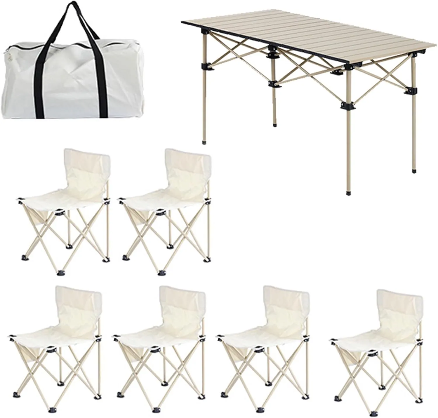 Portable Folding Picnic Table air Set, Lightweight Camp Table with Aluminum Roll-up Table Top, 600D Oxford Cloth Camp airs, Easy Set Up
