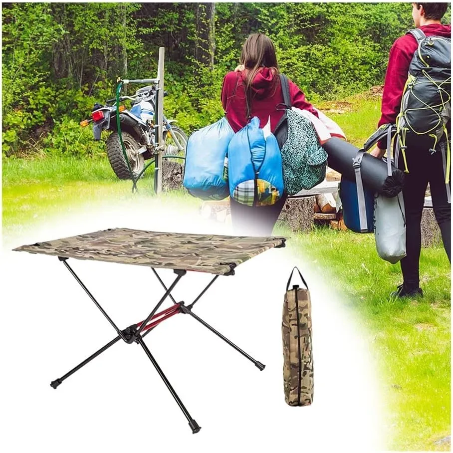 Portable Folding Table，Camping Table, Foldable Lightweight Camping Table, Compact Folding Table/Khaki/59X40X39.5Cm