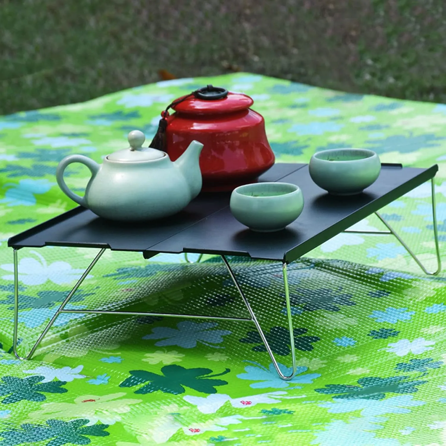 Portable Folding Table，Foldable Camping Table Camping Table Portable Folding Camping Side Table Aluminum Tables Waterproof Travel Table Fold up Lightweight Table/Black/.35 * 25 * 10.5Cm