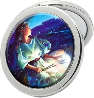 Portable Makeup Mirror, Portable Mirror Personality Lettering Folding Double-Sided Birthday Gift Small Mirror Virgo.