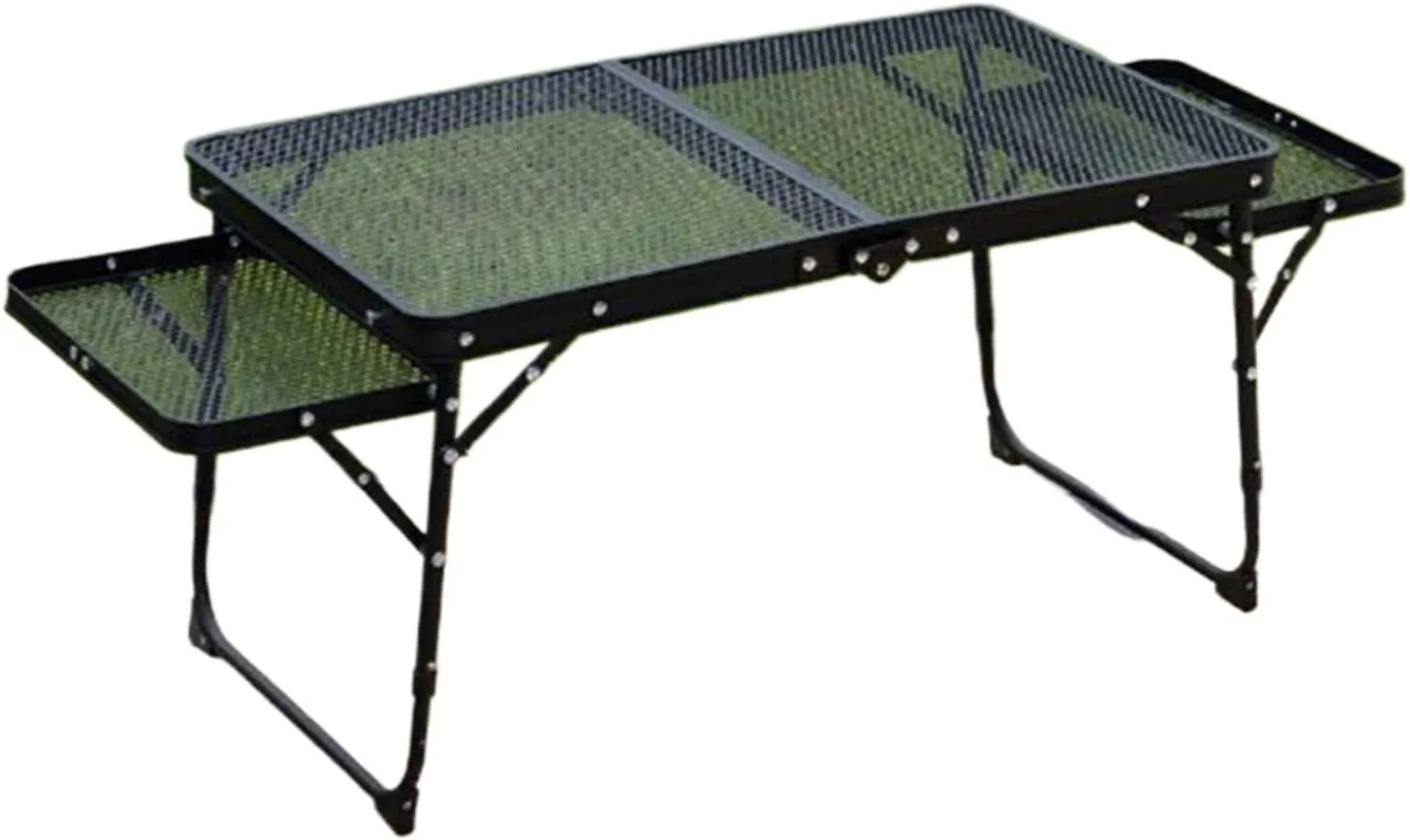 Portable Outdoor Camping Table with Lifting Shelf - Iron Mesh Folding Aluminium Alloy Dining Table(A with Bag)