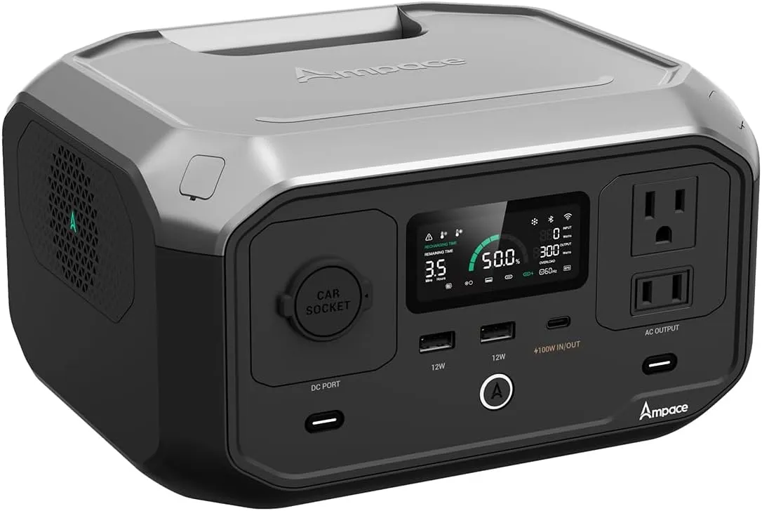 Portable Power Station Andes 300, 266Wh Battery with 300W AC/100W USB-C Output, 1Hr Fast Charging, 8.2lbs Solar Generator for RV, Outdoors, Camping, Traveling, and Emergencies (Solar Panel Optional)