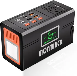 Portable Power Station, mormluck 88.8wh/127w (Peak 150w) Solar Generator, Small Generator With Ac Socket, Led Lights For Power Outage Hurricane Camping Emergency Backup