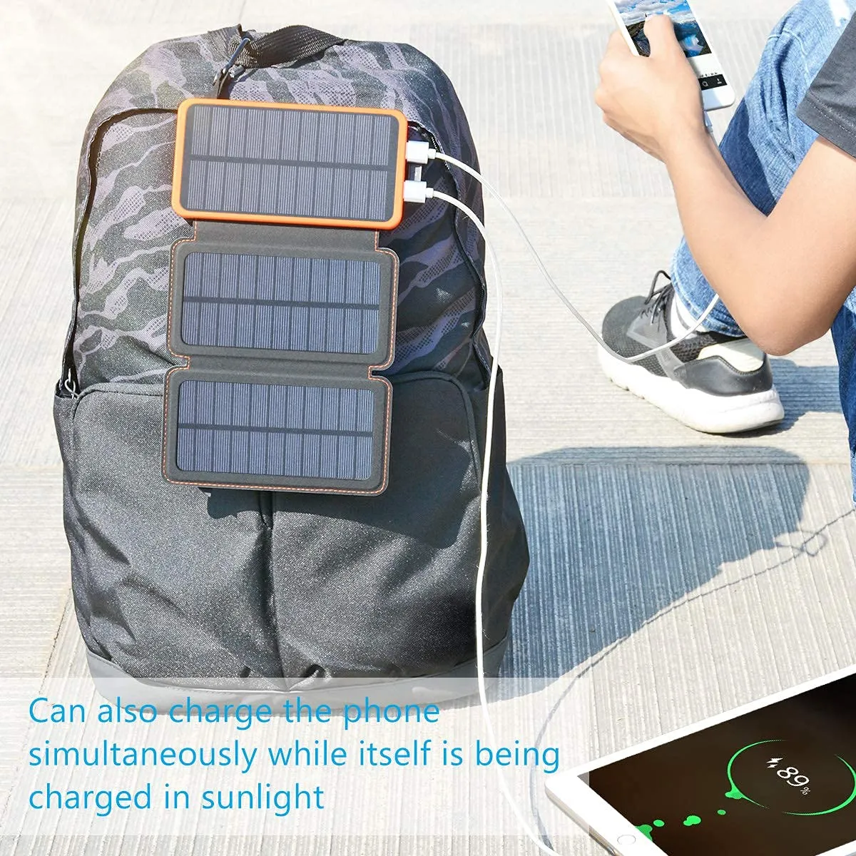 Portable Solar Charger with 3 Foldable Solar Panels