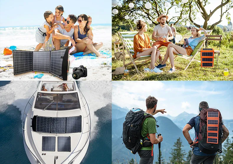 Portable solar panel 4 fold 60w fast charging