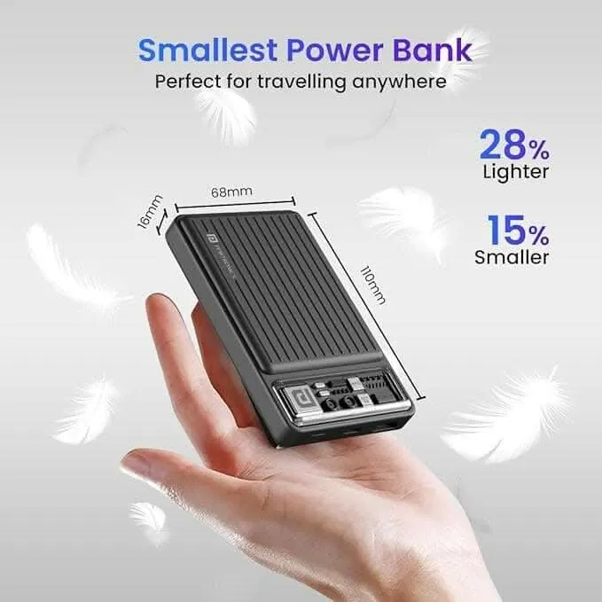 Portronics Zapcell 10K – 22.5W Fast Charging Power Bank with Dual Output & LED Indicator