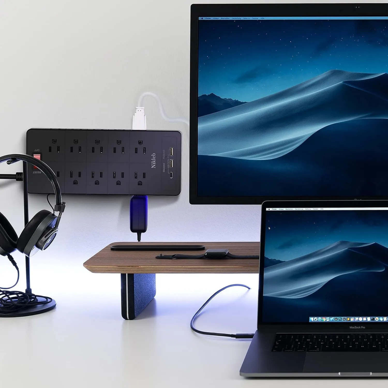 Power Strip 23 in 1, 20 Outlets Surge Protector Wall Mount with 2 USB 1 USB C Ports, Multi Plug Extension Cord 6ft Heavy Duty, Accessories for Gaming, Studio, Home, Office, Desk Organizers