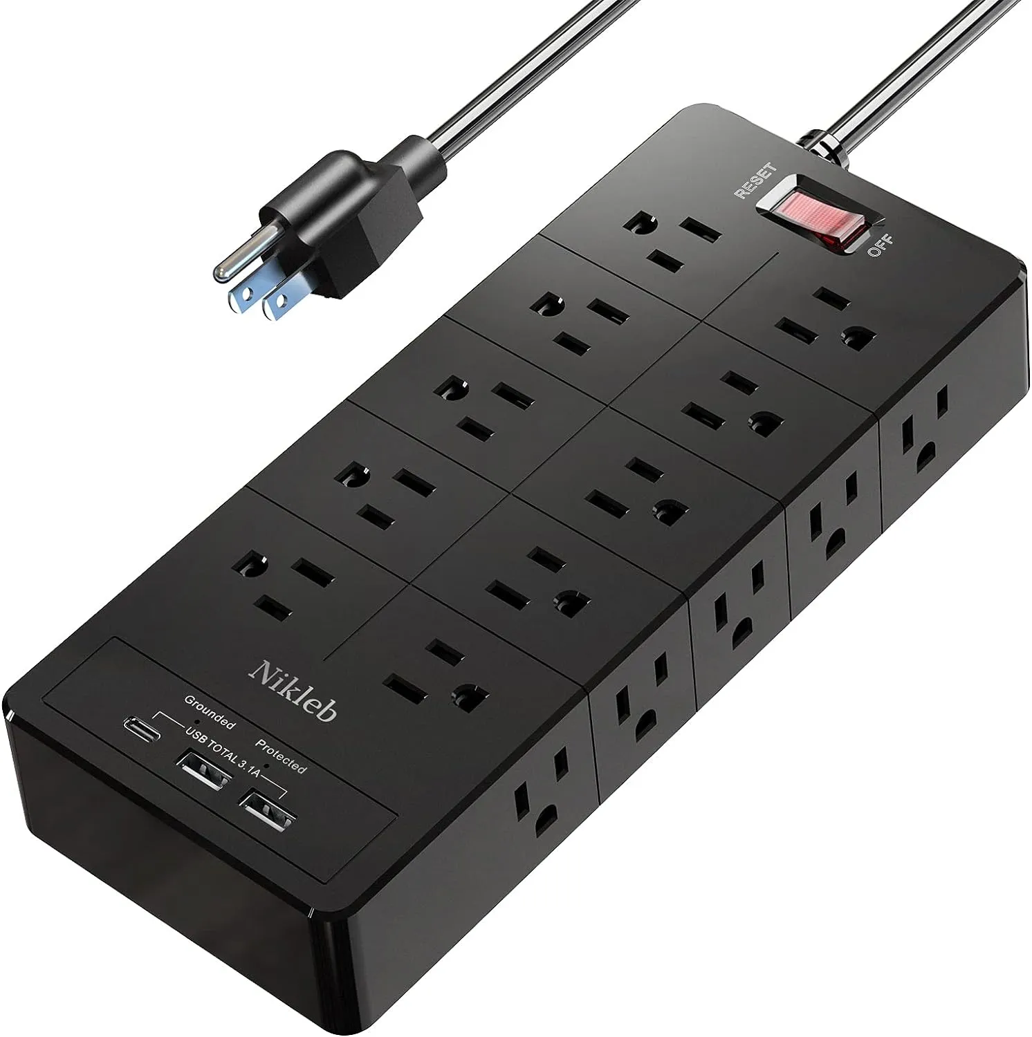Power Strip 23 in 1, 20 Outlets Surge Protector Wall Mount with 2 USB 1 USB C Ports, Multi Plug Extension Cord 6ft Heavy Duty, Accessories for Gaming, Studio, Home, Office, Desk Organizers
