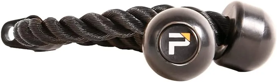 Power Systems Single Tricep Rope Attachment with Rubber Stopper for Cable Machine Systems, 15 x 1.25 Inches, Black (50735)