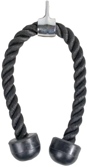 Power Systems Single Tricep Rope Attachment with Rubber Stopper for Cable Machine Systems, 15 x 1.25 Inches, Black (50735)
