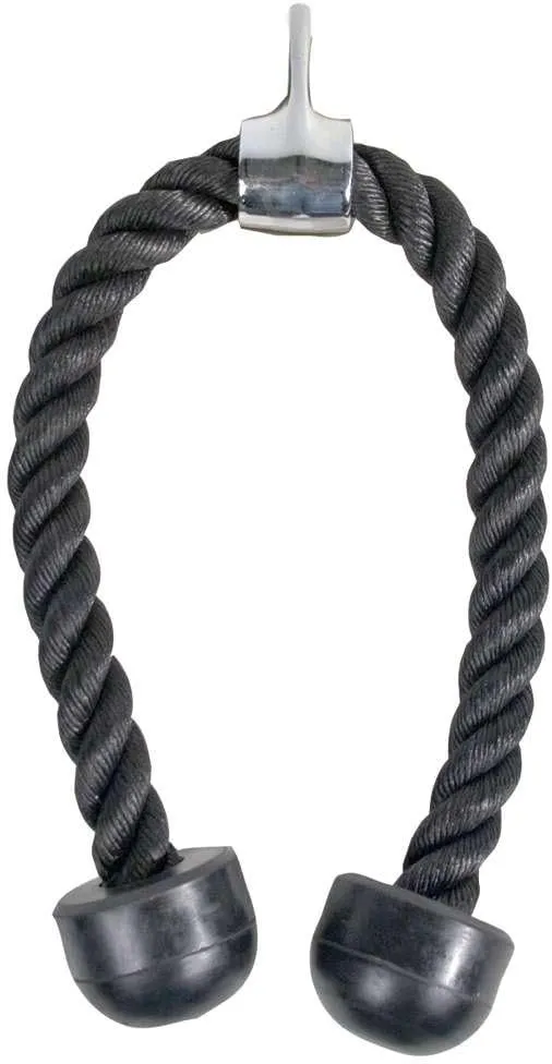Power Systems Single Tricep Rope Attachment with Rubber Stopper for Cable Machine Systems, 15 x 1.25 Inches, Black (50735)