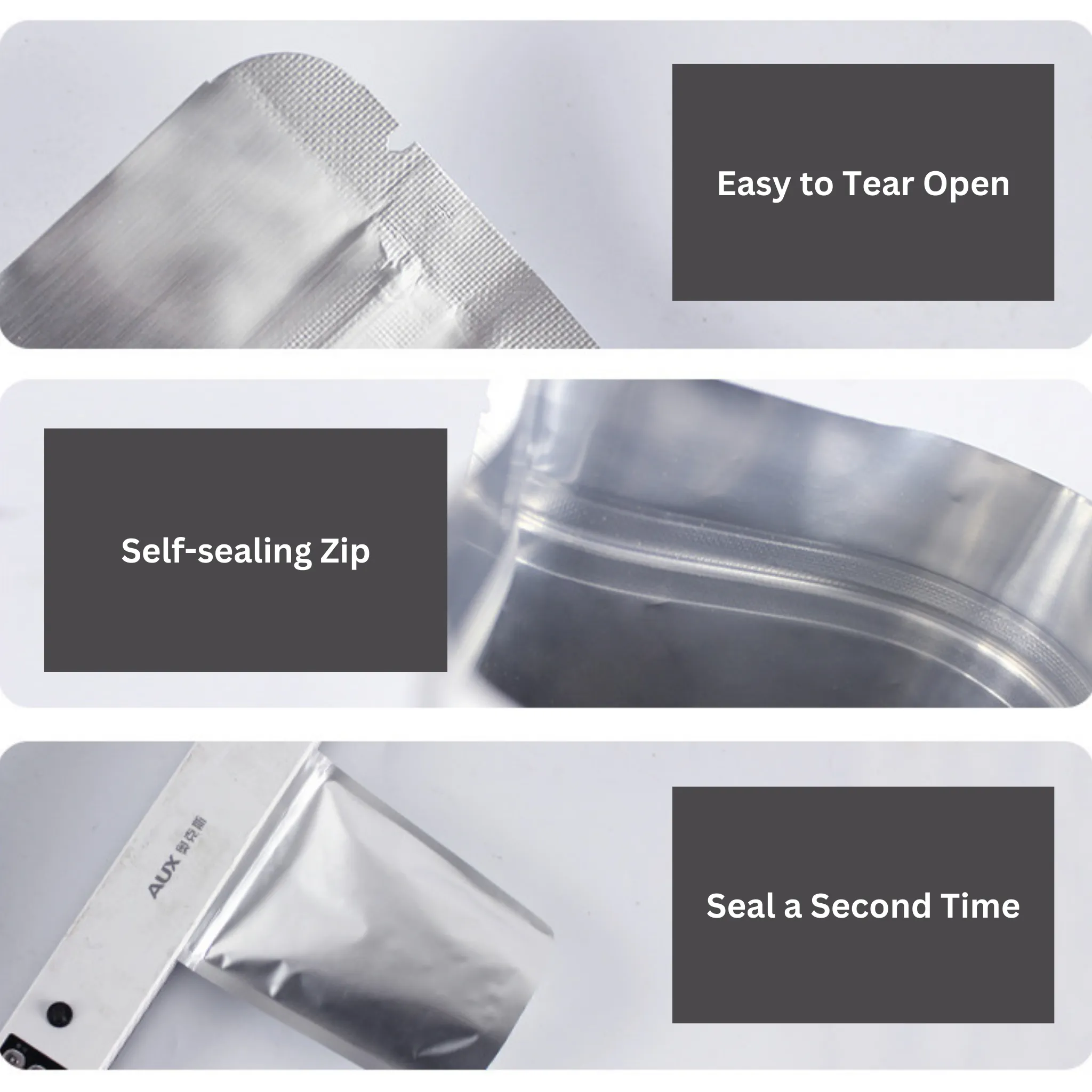 Premium 130 X 180mm   40mm Stand Up Double Aluminium Foil Zip Lock Bags- Get The Best Zip Lock Aluminum Foil Bag Near You