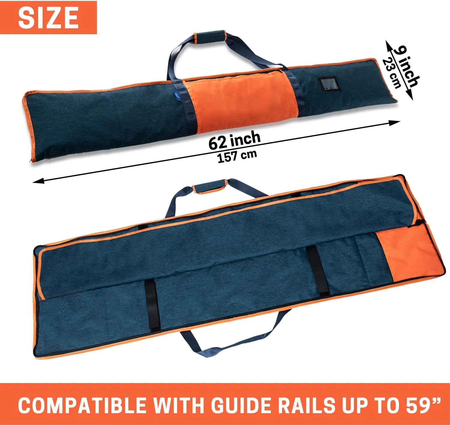 Premium Guide Rail Bag, Double Side Track Saw Bag, Protective Carrying Case for 55-60 Inch Guide Rail Tracks