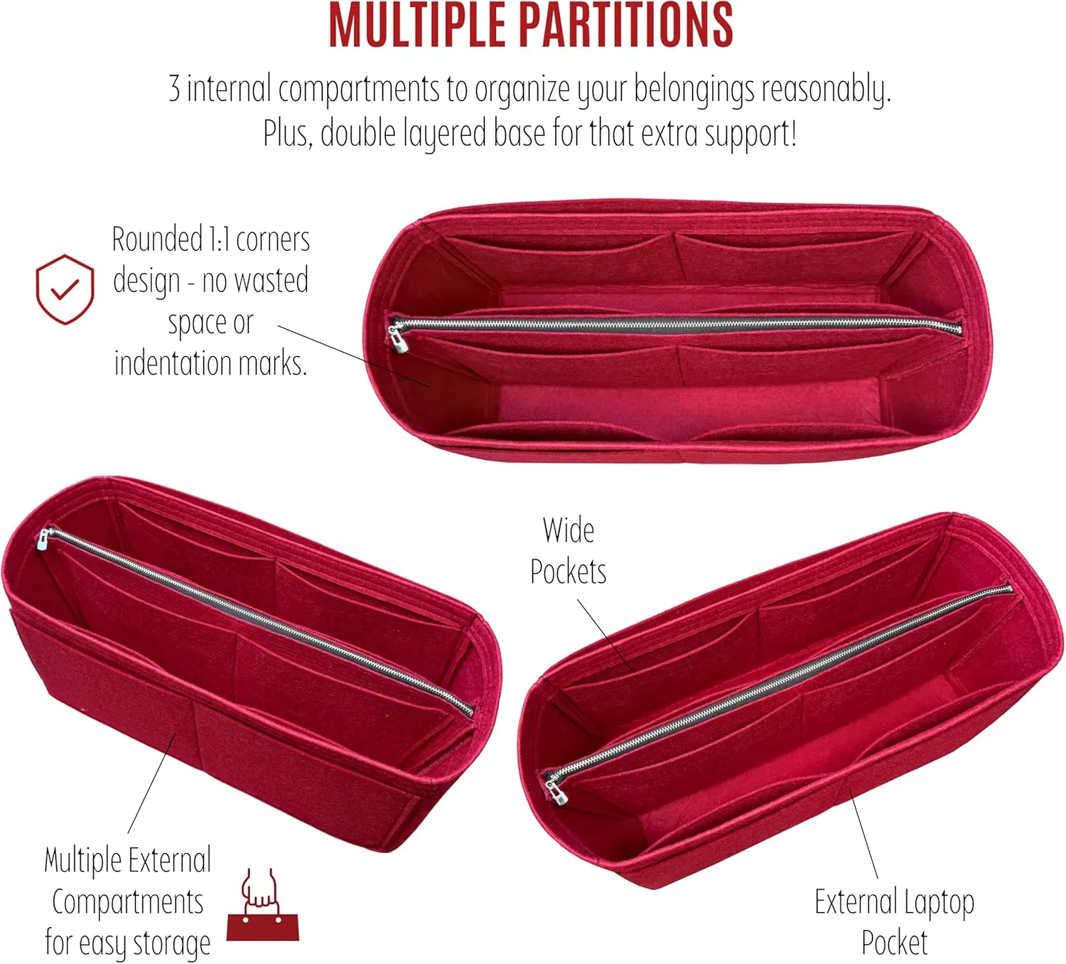 Premium Purse Organizer compatible with Lv Petit/Grand Palais Bag Organizer Insert - Handmade 2mm Felt Liner, Perfect Fit Double-Layered Base (Bubblegum, For Petit Palais)